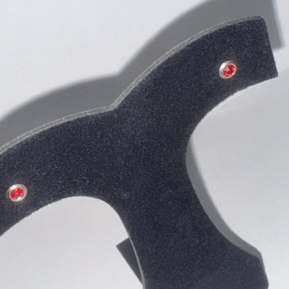 5 Mm Round Ruby Red Cz And Sterling Post Earrings - Picture 8 of 15